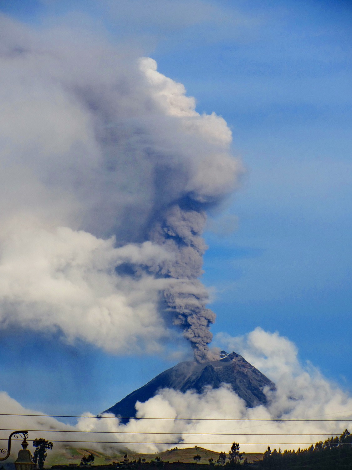 Busy Volcan Tungurahua, seen from Mocha on the Panamericana